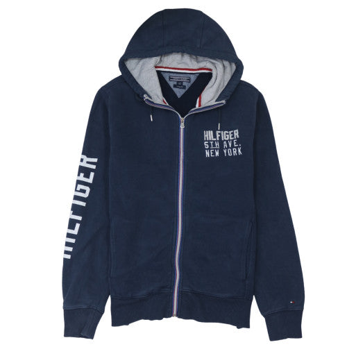 Tommy Hilfiger Men's Navy Full Zip Hoodie L Vintage Fit Cotton Blend