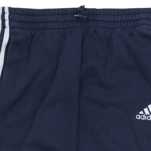 Adidas Men Blue Track Pants M Elastic Waist Tapered Activewear
