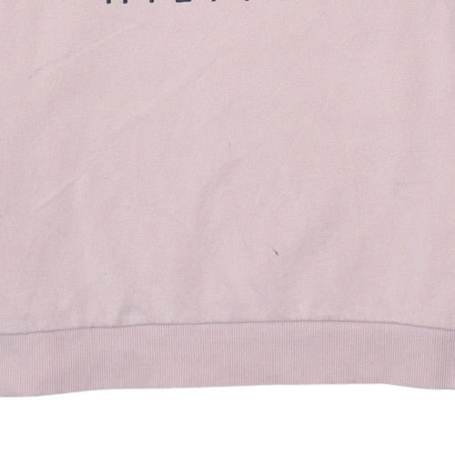 Tommy Hilfiger Women Pink Logo Cotton Crew Neck Sweatshirt L