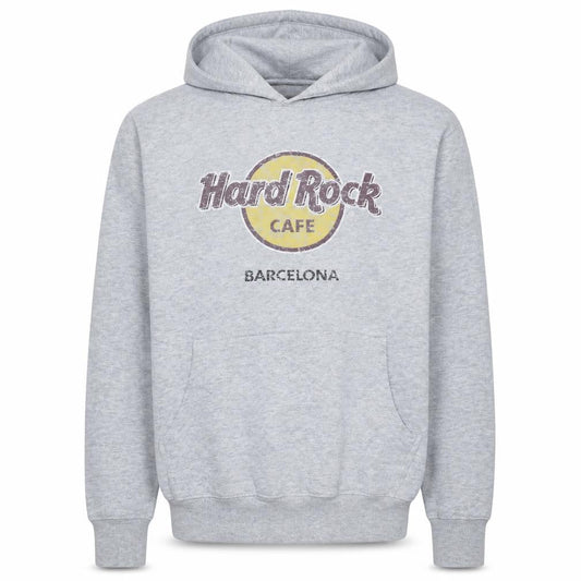 Hard Rock Cafe Barcelona Grey Pullover Hoodie Men's Medium Cotton Blend
