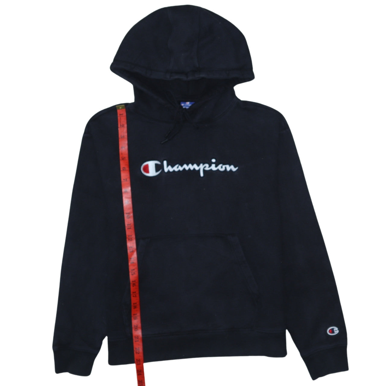 Champion Women Black Medium Pullover Hoodie 100% Cotton Logo Print