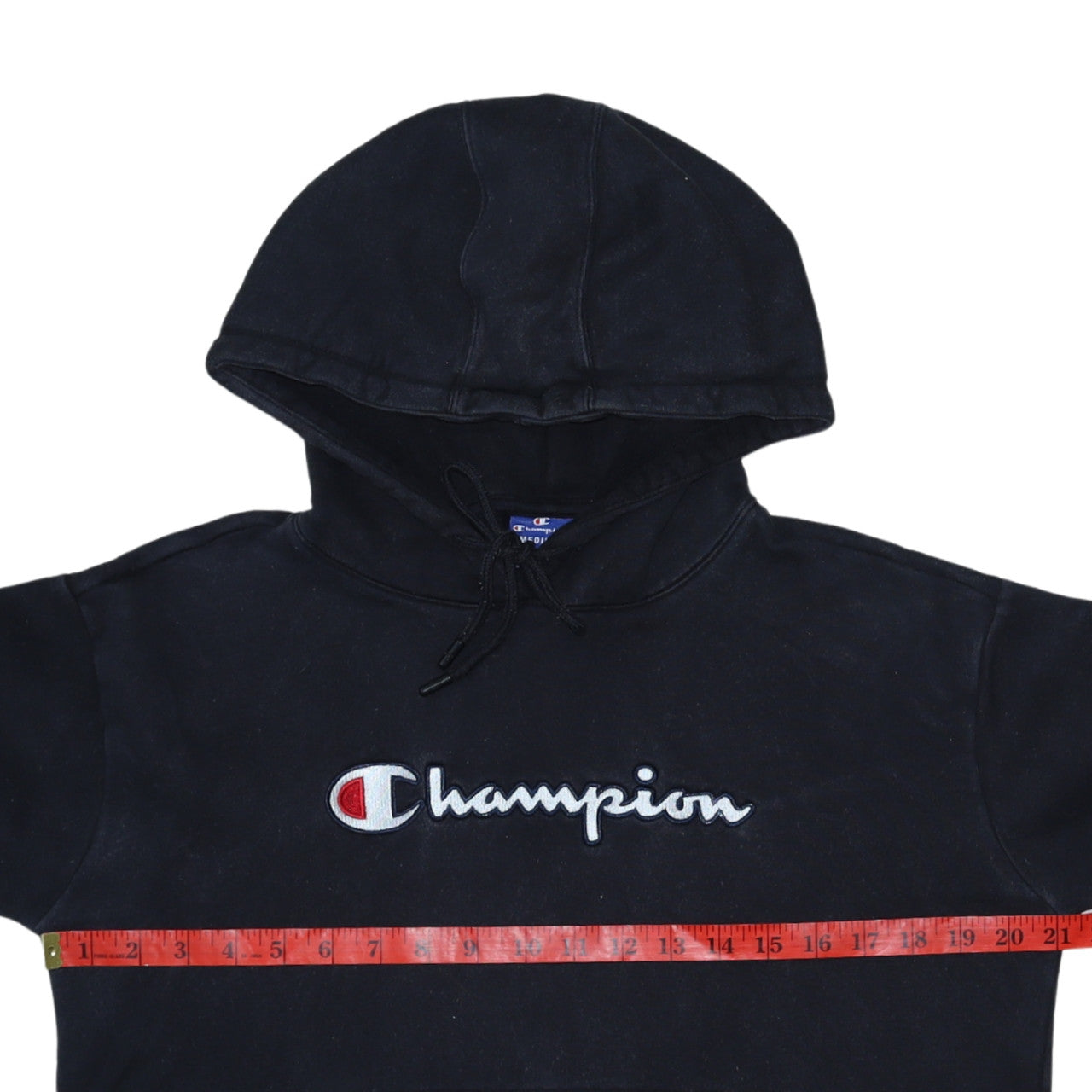 Champion Women Black Medium Pullover Hoodie 100% Cotton Logo Print
