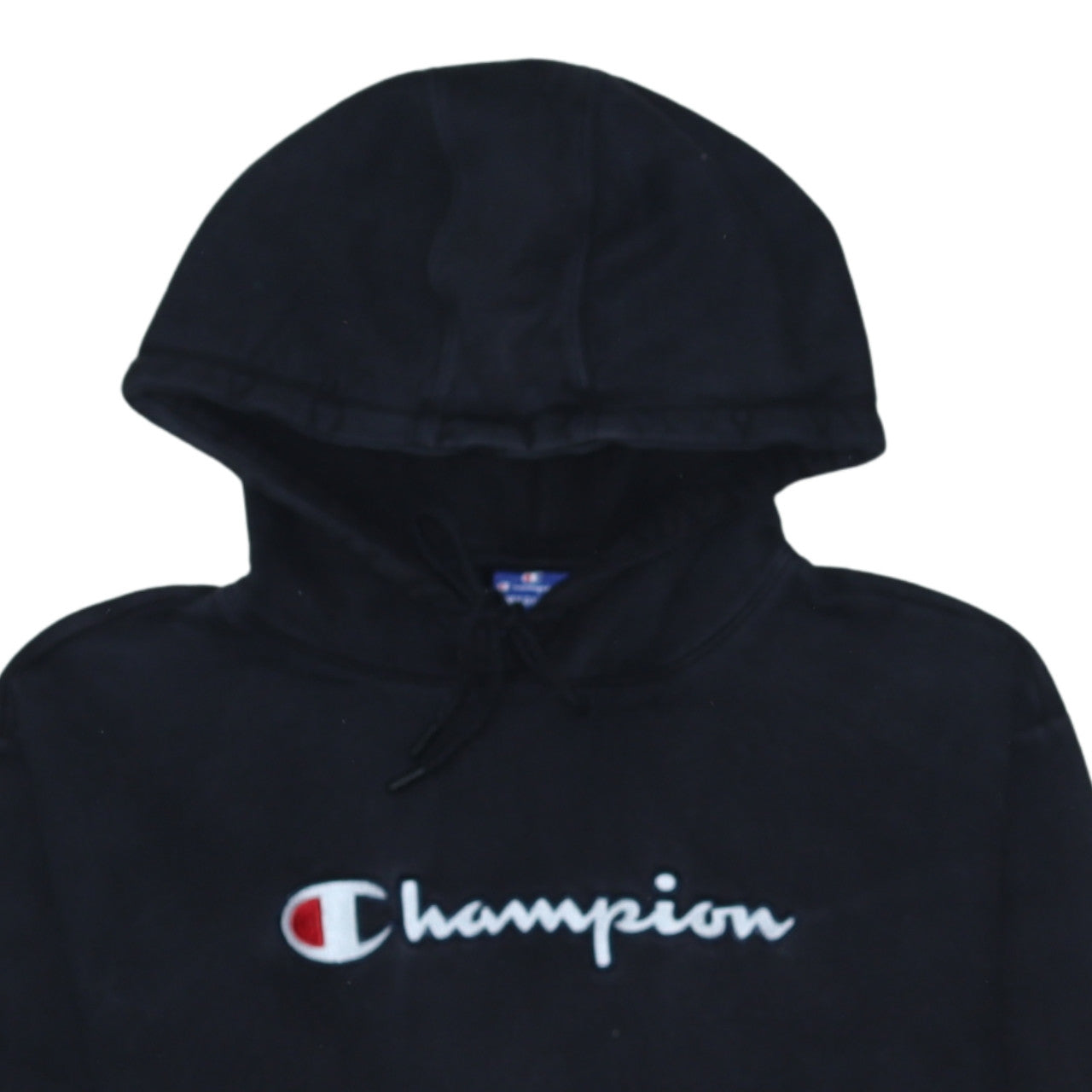 Champion Women Black Medium Pullover Hoodie 100% Cotton Logo Print