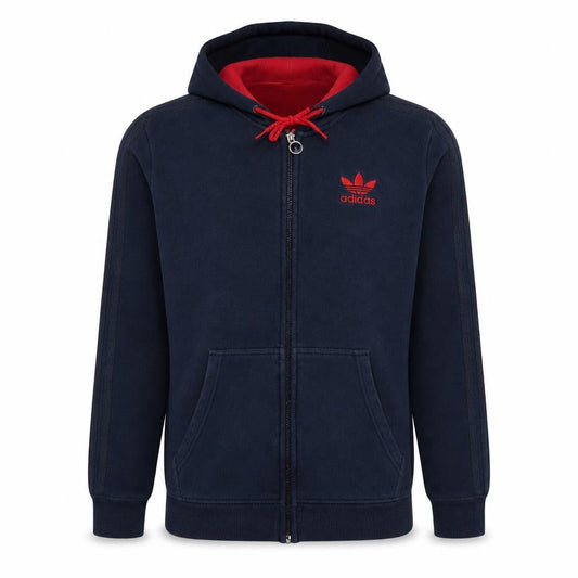 Adidas Men Blue Full Zip Hoodie Size M Sports Fleece Jacket