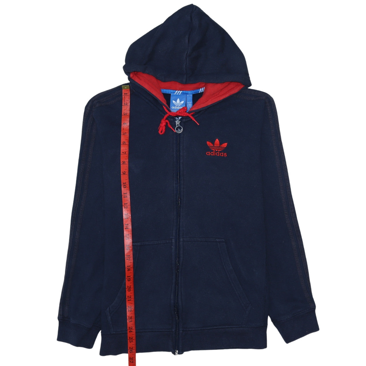Adidas Men Blue Full Zip Hoodie Size M Sports Fleece Jacket
