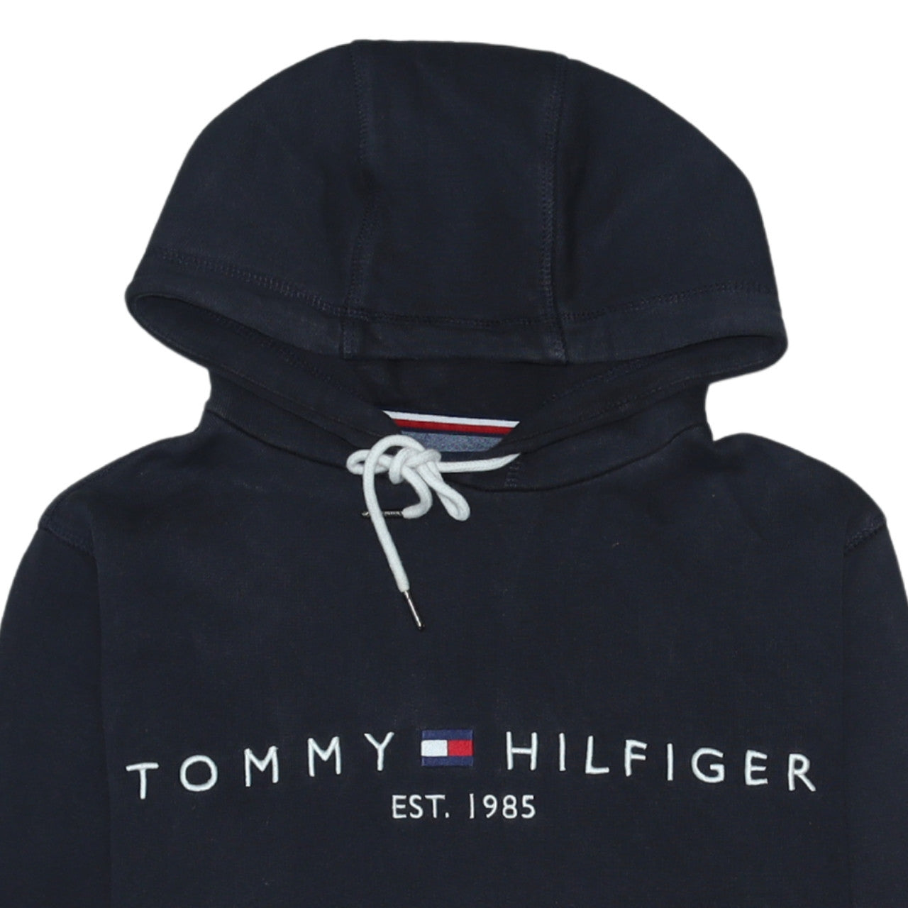 Tommy Hilfiger Womens Navy Hoodie Small Drawstring Organic Cotton