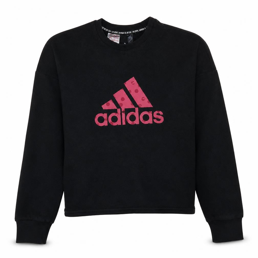 Adidas Girls Black Crew Neck Pullover Sweatshirt Size 10 Years