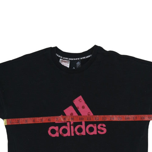 Adidas Girls Black Crew Neck Pullover Sweatshirt Size 10 Years