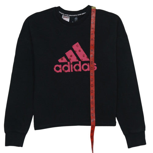 Adidas Girls Black Crew Neck Pullover Sweatshirt Size 10 Years