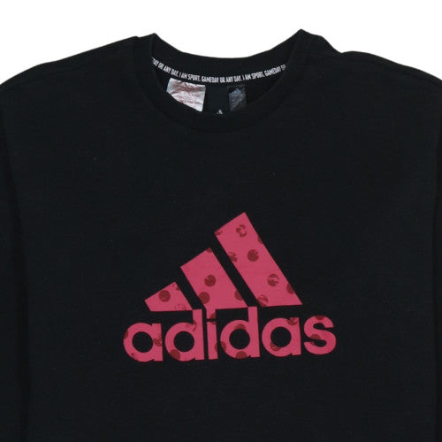 Adidas Girls Black Crew Neck Pullover Sweatshirt Size 10 Years