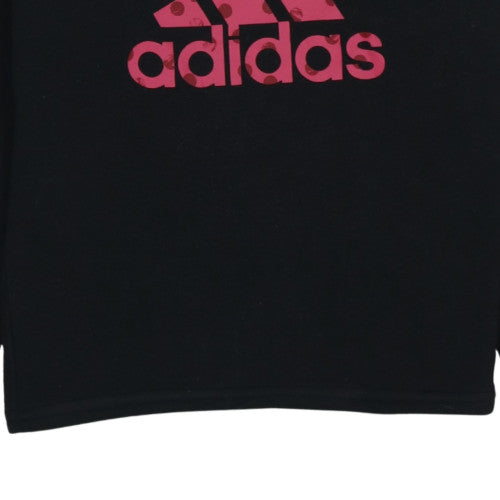 Adidas Girls Black Crew Neck Pullover Sweatshirt Size 10 Years