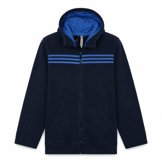 Adidas Mens Blue XL Full Zip Hoodie Fleece Sportswear