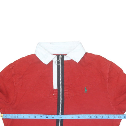 Ralph Lauren Women's Red Cropped Long Sleeve Polo Top S