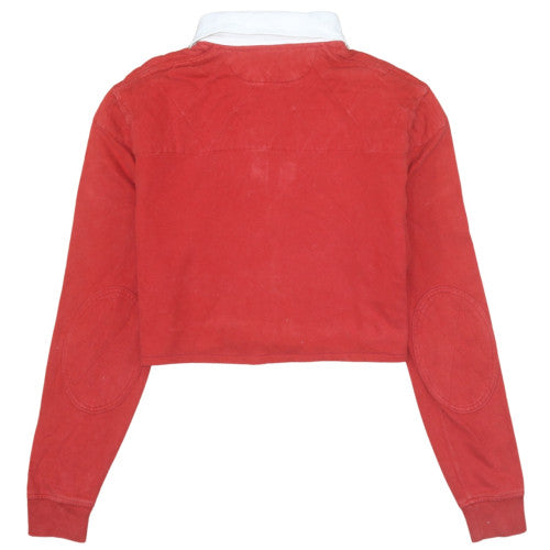 Ralph Lauren Women's Red Cropped Long Sleeve Polo Top S
