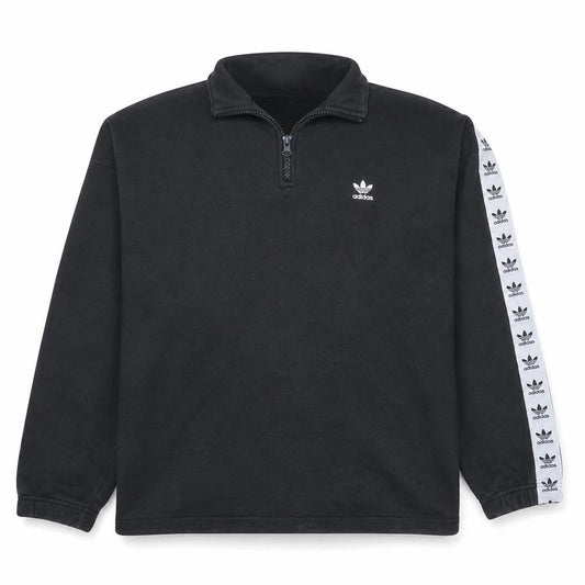 Adidas Womens Black 1/4 Zip Sweatshirt Size 16 Cotton Blend