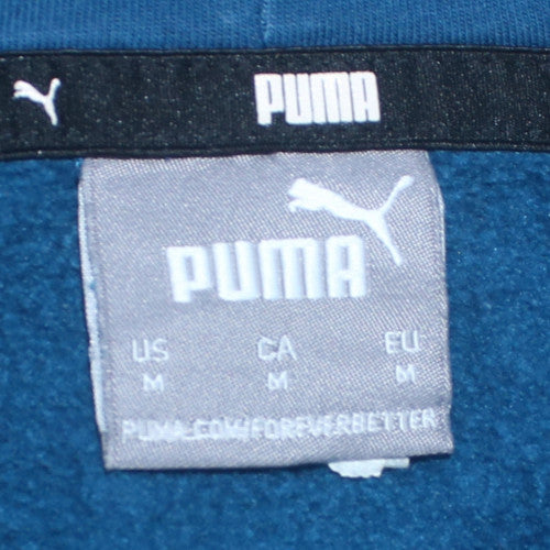 Puma Men Blue Pullover Hoodie Medium Logo Sports Fleece Sweatshirt