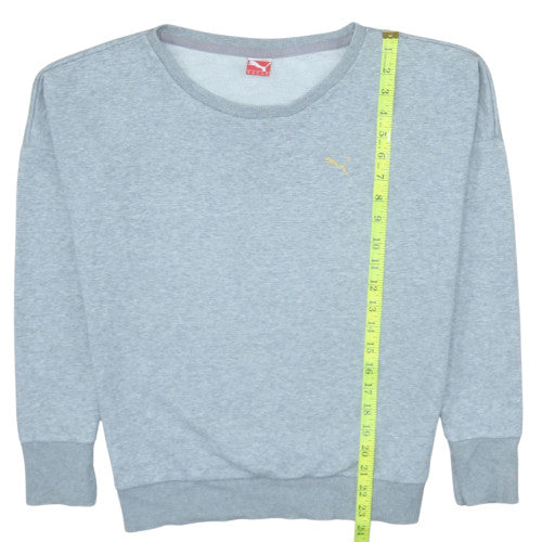 Puma Women Grey Crew Neck Pullover Sweatshirt UK 12 Cotton Blend
