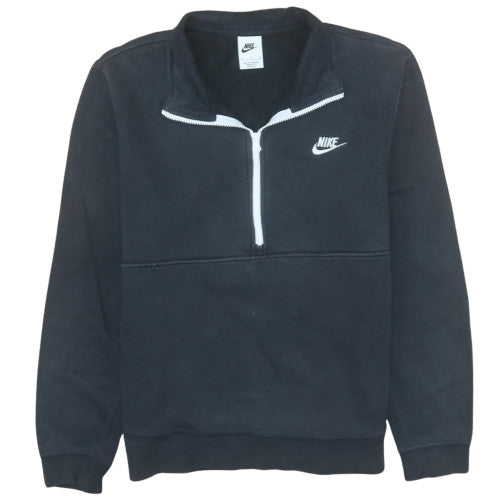 Nike Women’s Black 1/2 Zip Sweatshirt M Cotton Blend Sportswear