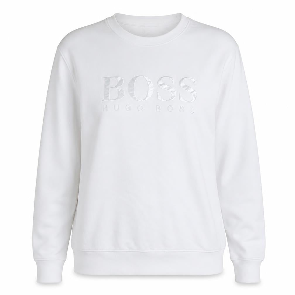 Hugo Boss Womens White Crew Neck Pullover Sweatshirt Size XL
