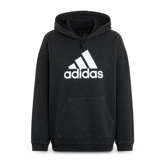 Adidas Womens Black Pullover Hoodie Size M 12-14 Cotton Logo Sweatshirt