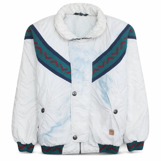 K-Way Mens White Blue 80s Puffer Jacket Size S Retro Outdoor Style