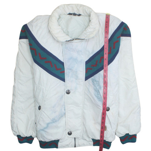 K-Way Mens White Blue 80s Puffer Jacket Size S Retro Outdoor Style