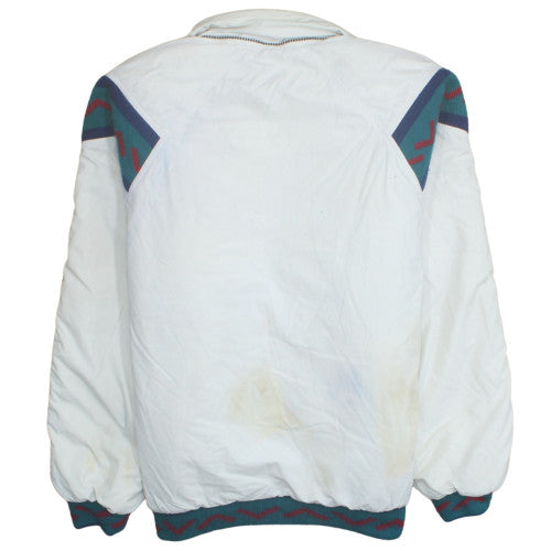K-Way Mens White Blue 80s Puffer Jacket Size S Retro Outdoor Style