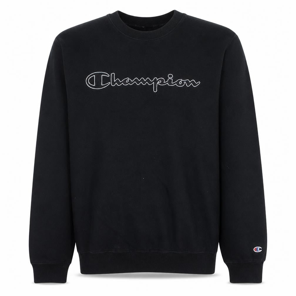 Champion Mens Black Medium Pullover Sweatshirt Crew Neck Logo