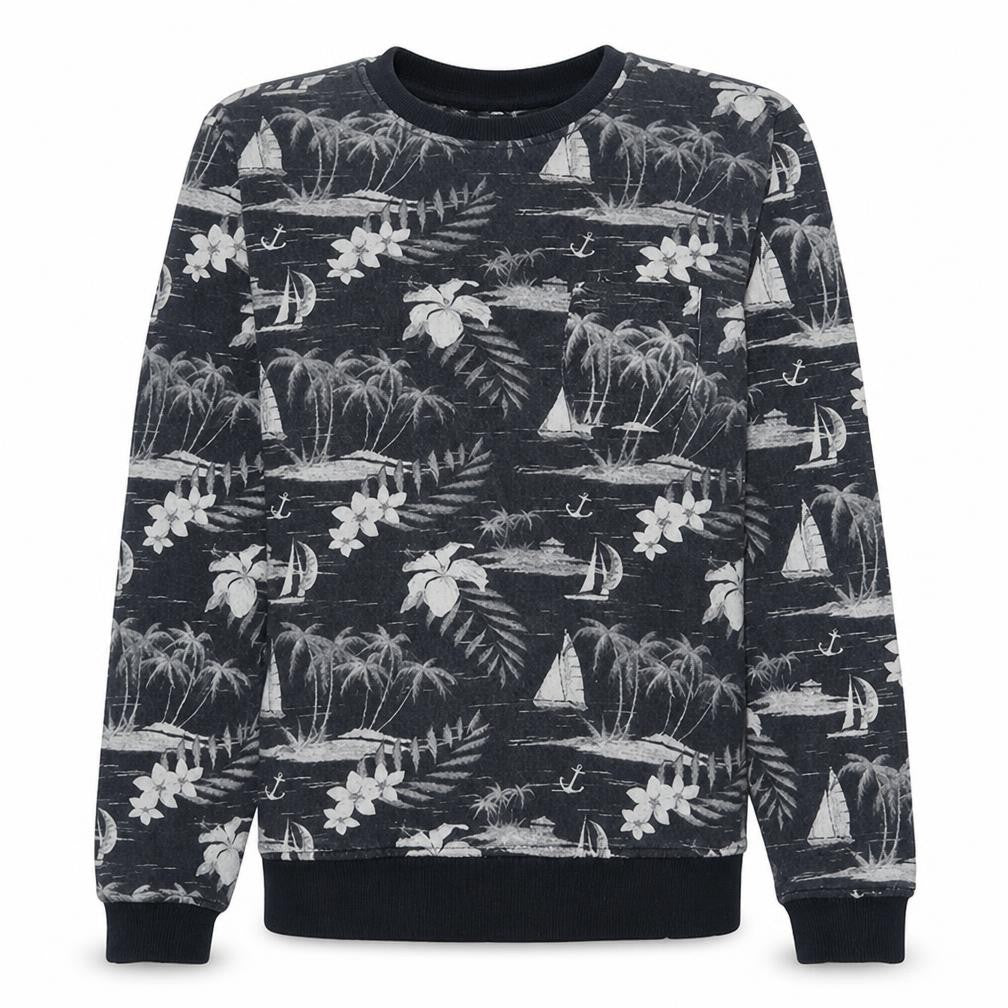 DC Men's Grey Tropical Print Crew Neck Sweatshirt Size S