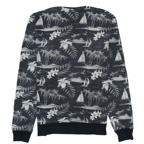 DC Men's Grey Tropical Print Crew Neck Sweatshirt Size S
