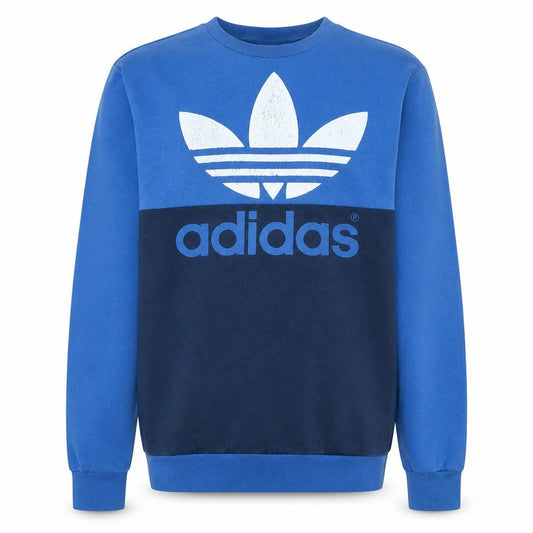Adidas Mens Blue Small Pullover Sweatshirt Crew Neck Logo Retro Style