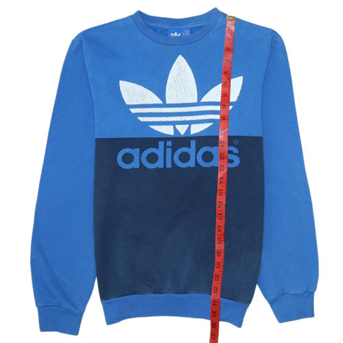 Adidas Mens Blue Small Pullover Sweatshirt Crew Neck Logo Retro Style