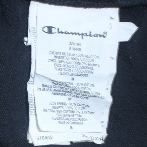 Champion Men's Black Medium Pullover Hoodie with Logo and Kangaroo Pocket