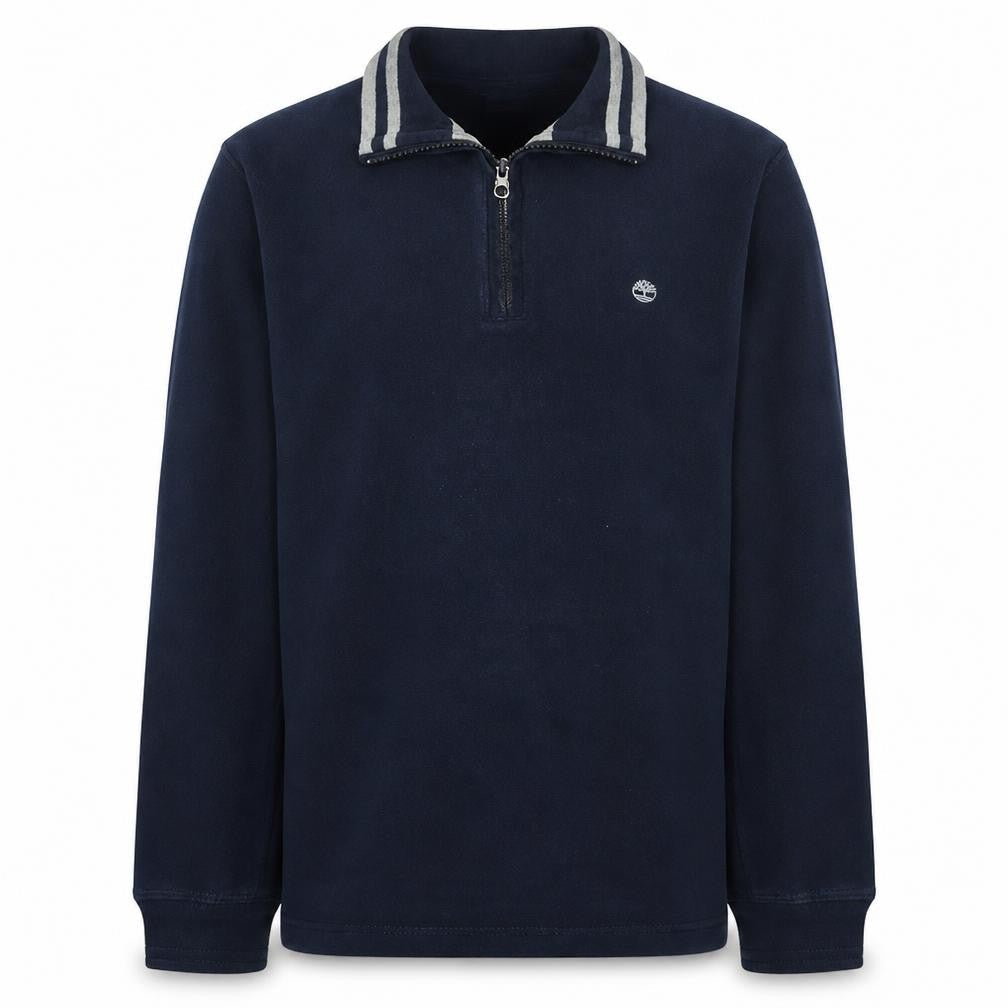 Timberland Men's Blue Cotton 1/4 Zip Collared Jumper Size M