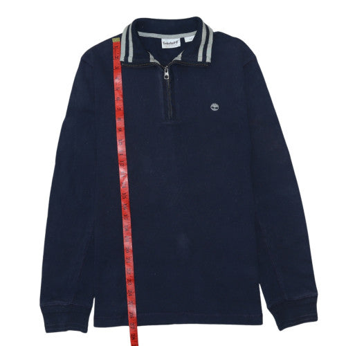 Timberland Men's Blue Cotton 1/4 Zip Collared Jumper Size M
