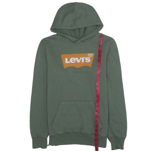 Levi's Boys Green Pullover Hoodie 14A 164cm Fleece Logo Sweatshirt