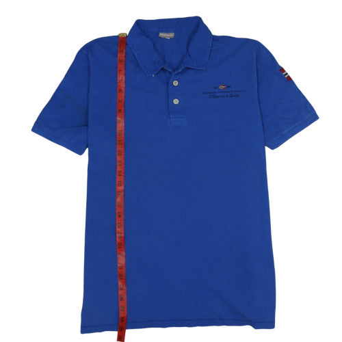 Napapijri Men's Blue Cotton Polo Shirt Size M Embroidered Logo