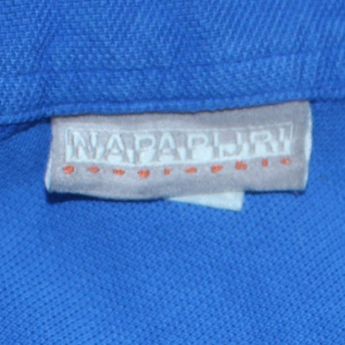 Napapijri Men's Blue Cotton Polo Shirt Size M Embroidered Logo