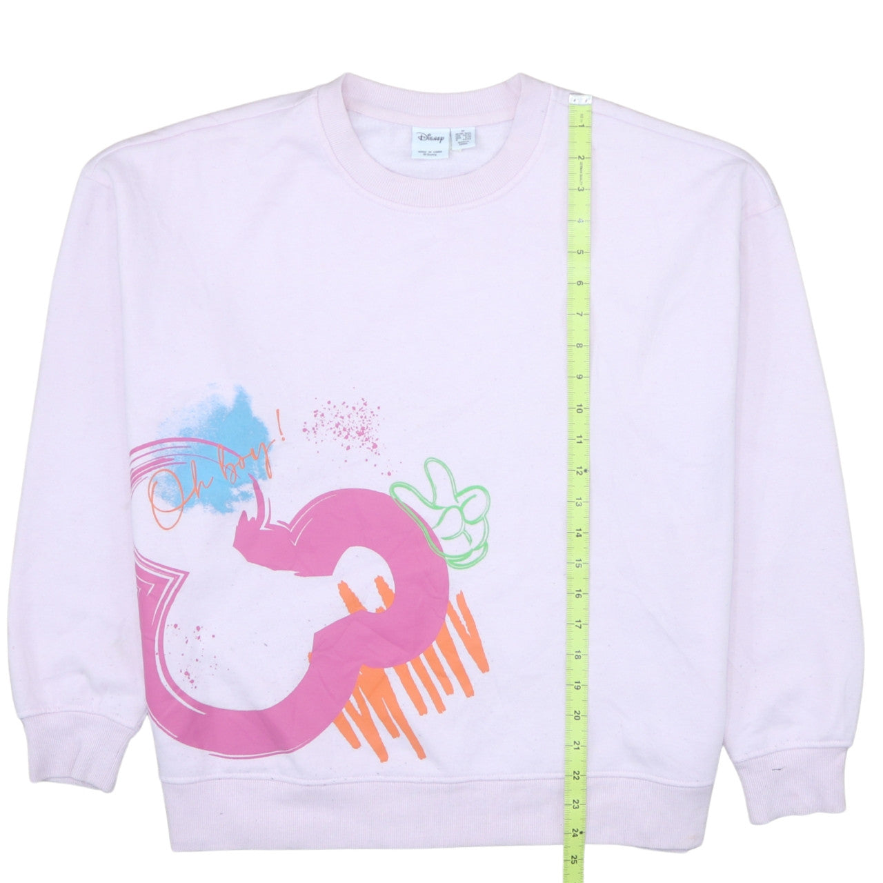 Disney Womens Pink Mickey Graphic Pullover Sweatshirt Size M