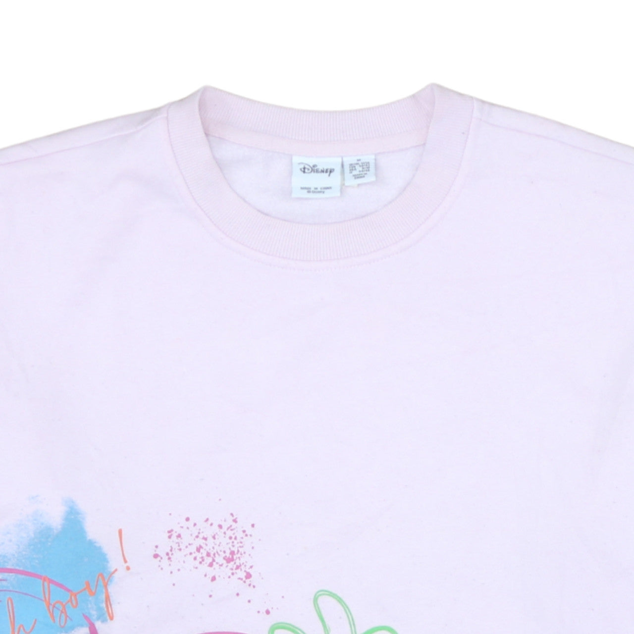 Disney Womens Pink Mickey Graphic Pullover Sweatshirt Size M