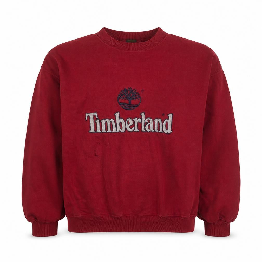 Timberland Men's Red Embroidered Logo Pullover Sweatshirt Size L