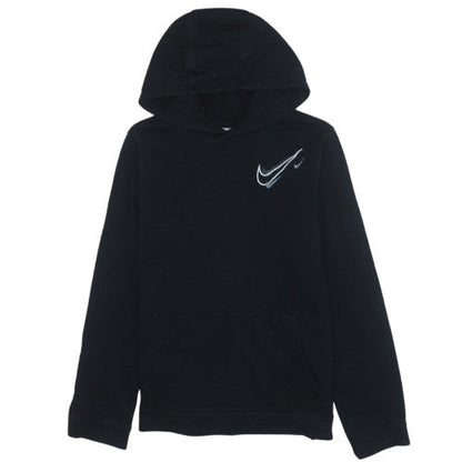 Additional front view of Nike boys’ black xl pullover fleece hoodie with logo print