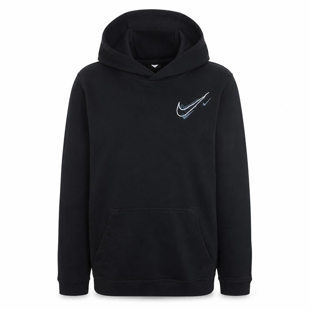 Nike Boys Black XL Pullover Fleece Hoodie with Logo Print