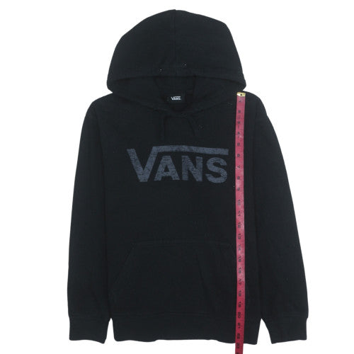 Vans Womens Black Pullover Hoodie Small Hooded Logo Cotton Blend