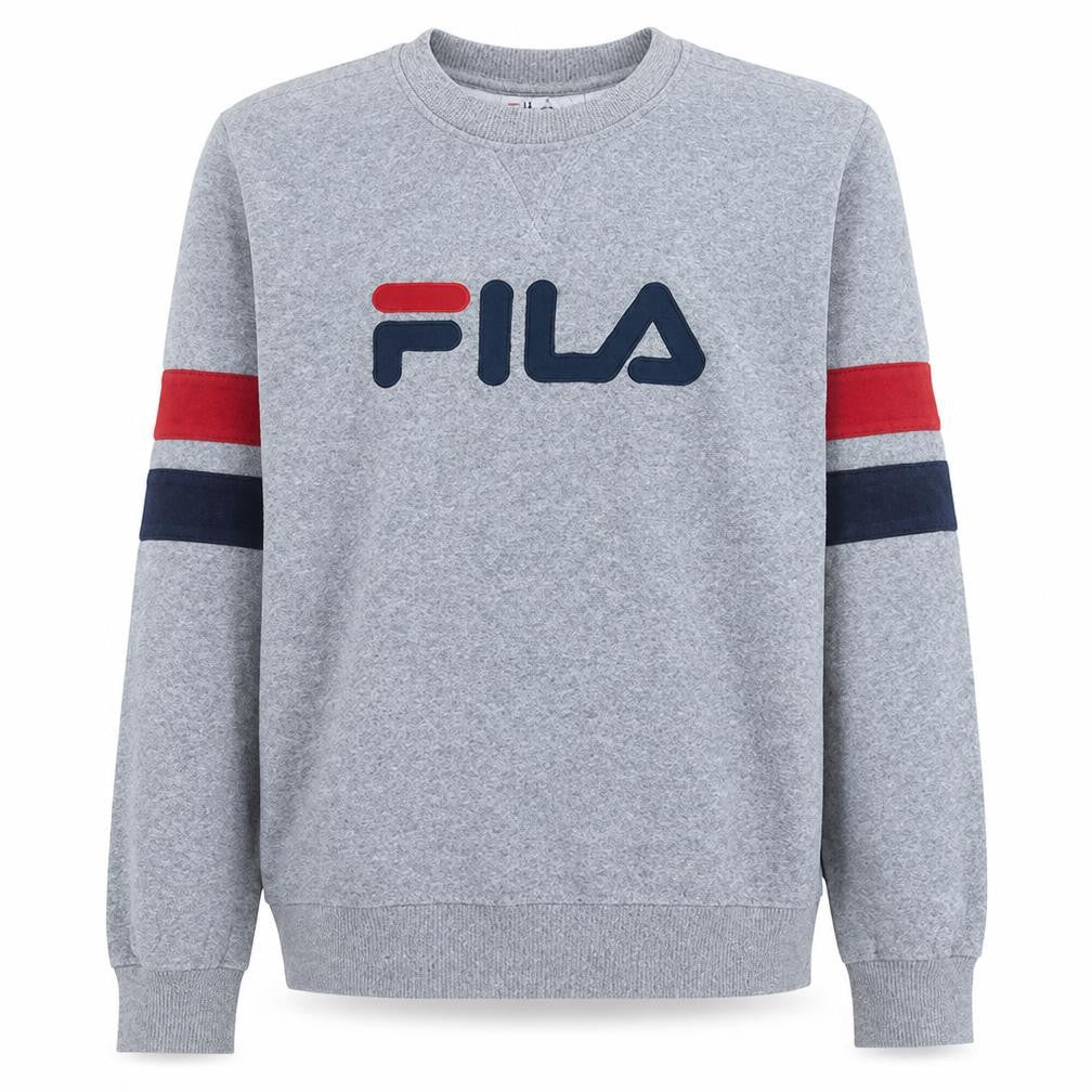 Fila Men's Grey Logo Pullover Sweatshirt M Retro Sports Style
