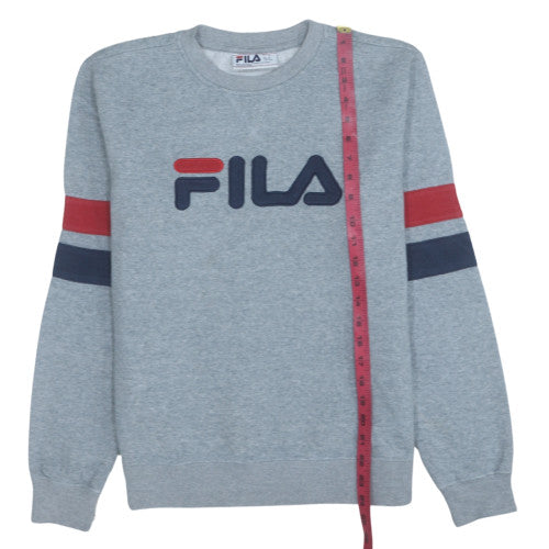 Fila Men's Grey Logo Pullover Sweatshirt M Retro Sports Style