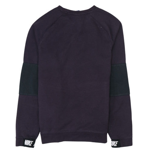 Nike Women Black Small Pullover Sweatshirt Crew Neck Logo Cotton Blend
