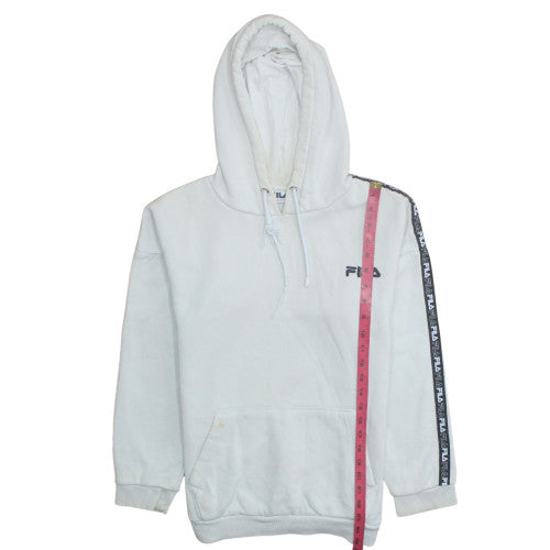 Fila Womens White Pullover Hoodie Size S Cotton Blend Casual