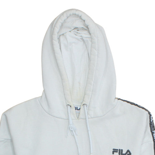 Fila Womens White Pullover Hoodie Size S Cotton Blend Casual