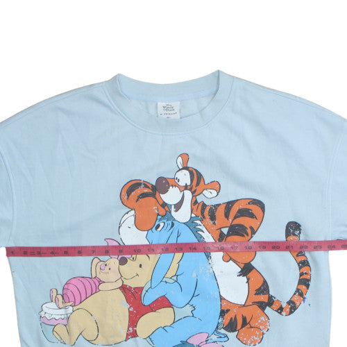 Disney Winnie the Pooh Blue Sweatshirt Women M Pullover Crew Neck Vintage Style